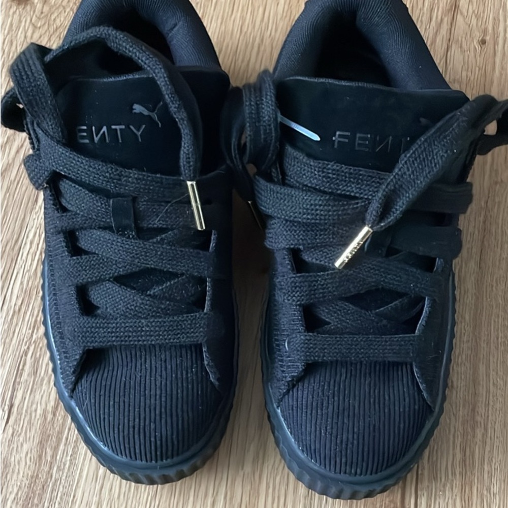 PUMA FENTY Women's Black Corduroy Platform Sneakers